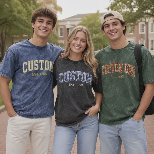 Video Custom Embroidered Mineral Washed Tee