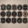 Fifteen Biker Brotherhood Emblems Featuring Skulls Wolves And Motorcycles