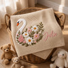 Beige Julie Swan Blanket Folded Over Wicker Nursery Basket