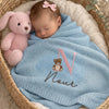 Sleeping Baby Wrapped In Blue Personalized Teddy Blanket