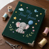 Dark Green Elephant Memory Notebook Styled With Sewing Supplies