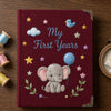 Maroon Keepsake Notebook Featuring Elephant And Bluebird Embroidery