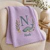 Purple Personalized Whale Blanket With Initial N And Noah
