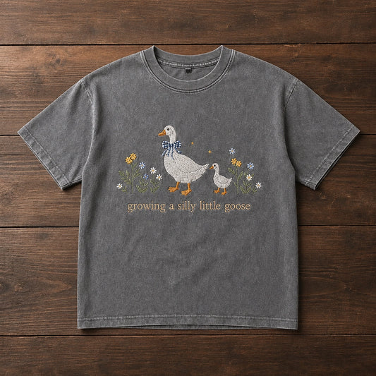 Grey Vintage Tee Featuring Growing A Silly Little Goose