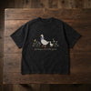 Black Acid Wash Shirt With Goose Family Embroidery