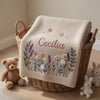 Beige Personalized Embroidered Baby Blanket Display