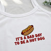 Close Up Hot Dog Embroidery Detail